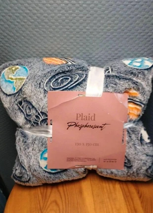 Plaid Phosphorescent Très Doux Gris Ultra Doux Motif Espace 130x150 cm, marke: Plaisir, zustand: Sehr gut, 9,00 €, 10,15 € inklusive Vinted-Käuferschutz