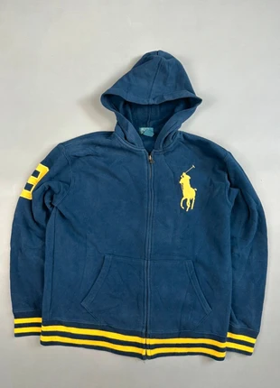 Vintage Y2K Ralph Lauren Zip Hoodie Navy Gelb Blau Selten Chief Keef Pashanim Big Pony, merk: Ralph Lauren, staat: Heel goed, maat: S, € 39,90, € 42,60 inclusief Kopersbescherming
