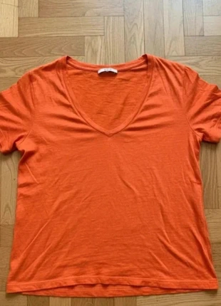 👕 T-shirt col V orange flashy 100 % lin – Taille M – Marque BZB, brand: BZB, condition: Very good, size: M / 38 / 10, €2.10, €2.91 includes Buyer Protection