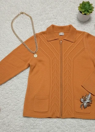 Gilet Cardigan Zippé RABE – Maille Tressée – Col Chemise – Couleur Citrouille/Ocre, brand: Rabe, condizioni: Ottime, taglia: L / IT 44 / EU 40, €25.00, €26.95 include la Protezione acquisti