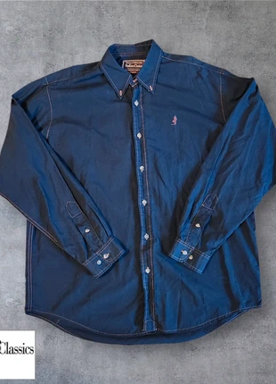 Chemise marlboro classics taille XL bleu foncé marron logo brodé, brand: Marlboro Classics, condition: Very good, size: XL, €15.00, €16.45 includes Buyer Protection