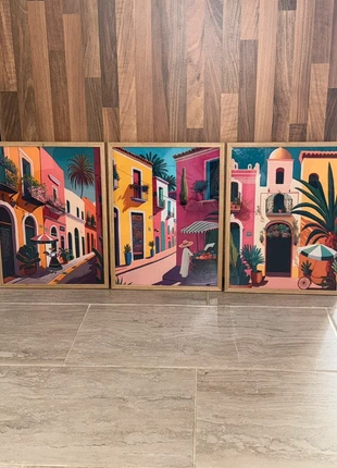 Lot de 3 affiches en toile – Style coloré & bohème – 30x40 cm (sans cadre), merk: Voyage, staat: Nieuw zonder prijskaartje, € 25,00, € 26,95 inclusief Kopersbescherming