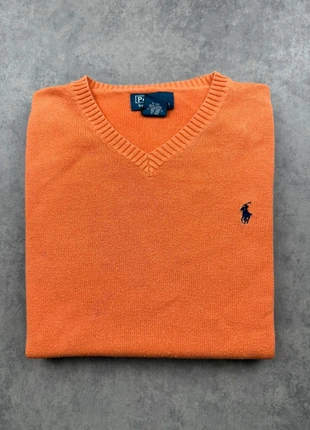 Pull Col V Ralph Lauren Orange Coton Pima Taille XXS (16-18 ans), brand: Ralph Lauren, condition: Satisfactory, size: 16 years / 176 cm, €10.00, €11.20 includes Buyer Protection