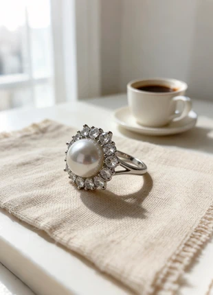 Verstellbarer Weiß Perle Ring Weihnachten Geschenke, staat: Nieuw zonder prijskaartje, maat: Aanpasbaar, € 6,00, € 7,00 inclusief Kopersbescherming