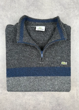 Pull Lacoste Half Zip 1/4 Col camionneur Homme / Gris rayé bleu en laine logo brodé / Taille M, marque: Lacoste, état: Bon état, taille: M, 25,00 €, 26,95 € Protection acheteurs incluse