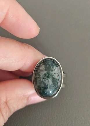 Bague ovale acier inoxydable argent pierre naturelle agate indienne, brand: Pierre naturelle, condizioni: Ottime, taglia: Regolabile, €8.50, €9.63 include la Protezione acquisti Pro