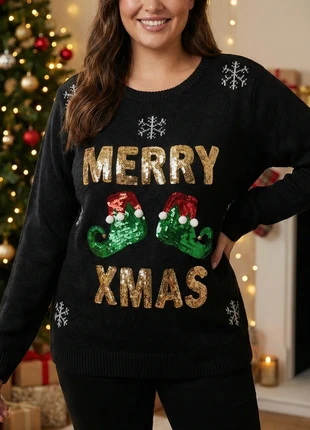 Pull de Noël / Christmas Jumper George - Merry Xmas Paillettes - Taille L, marque: Noël, état: Très bon état, taille: L / 40 / 12, 12,90 €, 14,25 € Protection acheteurs incluse