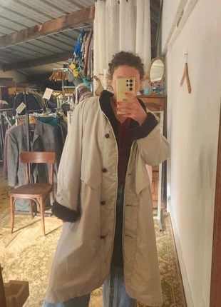 Manteau / trench vintage en toile coton deperlant doublure fausse fourrure cosy 52024, brand: Vintage Dressing, condition: Very good, size: XXL / 44 / 16, €42.00, €44.80 includes Buyer Protection Pro