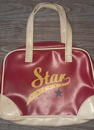 Sac fourre-tout vintage rouge & beige – modèle “Star” rétro, condition: Good, €4.50, €5.43 includes Buyer Protection