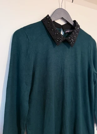 Pretty Hurts Dark Green Jumper with Black Jewelled Collar (UK 8) 💚 Christmas jumper nye outfit, brand: Pretty Hurts, condition: Very good, size: S / UK 8-10, £16.00, £17.50 includes Buyer Protection