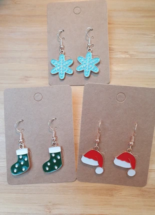 NEUF : Boucles d'oreilles pendantes Hiver / Noël, merk: Fait Main, staat: Nieuw met prijskaartje, € 13,00, € 14,35 inclusief Kopersbescherming