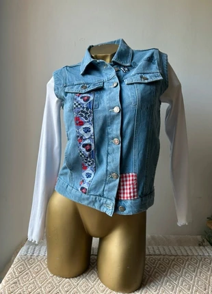 Superbe veste en jean sans manches patchwork – Naf Naf Jeans – Neuve valeur 69,9€ – T S, merk: Naf Naf, staat: Heel goed, maat: S / 36 / 8, € 32,00, € 34,30 inclusief Kopersbescherming