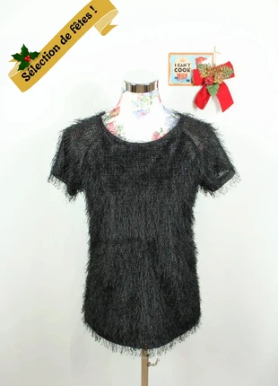 🎄Top noir duveteux pailleté vintage Y2k 2000's pour les fêtes - T.38🎄, marca: Vintage, estado: Muito bom, tamanho: M / 38 / 10, €12.00, €13.30 inclui Proteção do Comprador Pro