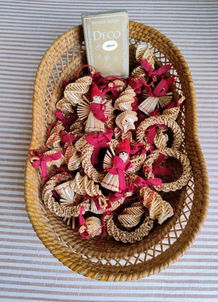 Prachtig! Vintage set 36x rotan hanger kerstornament, merk: Vintage, staat: Heel goed, € 12,50, € 13,83 inclusief Kopersbescherming Pro