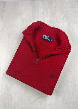 Pull half zip Ralph Lauren rouge coton logo bleu marine brodé XL homme old money, marca: Ralph Lauren, estado: Muy bueno, tamaño: XL, 62,00 €, 65,80 € Protección al comprador Pro incluida