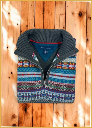 Pull 1/4 Zip, Fair Isle Tommy Hilfiger Gris chiné / Col camionneur / Logo brodé / Taille M Homme, brand: Tommy Hilfiger, condizioni: Ottime, taglia: M, €100.00, €105.70 include la Protezione acquisti Pro