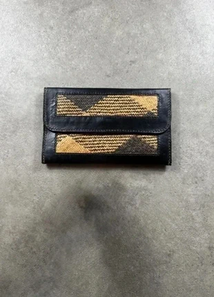 Porte-cartes artisanal en cuir noir et paille tressée – style unique et élégant, marca: sans marque, estado: Muito bom, €13.00, €14.35 inclui Proteção do Comprador