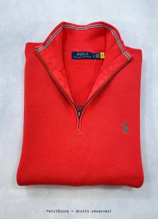 Pull Half zip Ralph Lauren Rouge Corail col Camionneur Demi zip Pull over - Taille L #1243, marca: Ralph Lauren, estado: Muy bueno, tamaño: L, 49,00 €, 52,15 € Protección al comprador Pro incluida