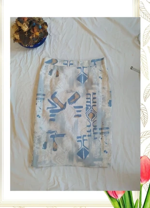 Falda lápiz vintage estampado abstracto azul beige corresponde a TM, marca: Vintage Chic, estado: Muy bueno, tamaño: M / 38 / 10, 13,00 €, 13,65 € Protección al comprador incluida