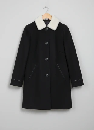 Cooperative – Elegant Black & White 75% wool Single-Breasted Coat with Fluffy Collar – XS 🌷👠, marque: Vintage Dressing, état: Très bon état, taille: XS / 34 / 6, 34,99 €, 37,44 € Protection acheteurs (Pro) incluse