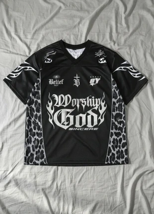 T-shirt mesh noir graphic gothic semi-transparent flames léopard style streetwear Y2K, marque: Vintage Dressing, état: Très bon état, taille: L, 34,99 €, 37,44 € Protection acheteurs incluse