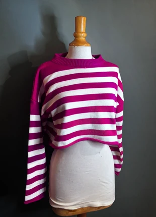 🌸 Pull court à rayures rose et blanc, brand: Mixray, condition: Very good, size: One size, €9.00, €10.15 includes Buyer Protection