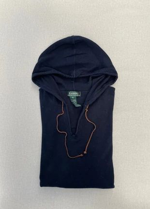 LRL - Lauren Ralph Lauren - Pull sweat à capuche en col V cordon cuir - Bleu marine - taille XL, brand: Lauren Ralph Lauren, condizioni: Buone, taglia: XL / IT 46 / EU 42, €15.00, €16.45 include la Protezione acquisti Pro