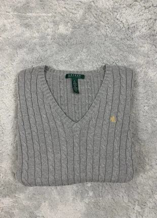 Sweat pull à col V torsadé Ralph Lauren gris taille s pour femme logo brodé, marque: Lauren Ralph Lauren, état: Très bon état, taille: S / 36 / 8, 28,50 €, 30,63 € Protection acheteurs incluse