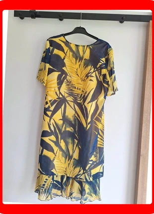 Robe fluide imprimé tropical jaune bleu T42, état: Très bon état, taille: XL / 42 / 14, 6,80 €, 7,84 € Protection acheteurs (Pro) incluse