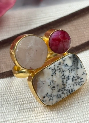 Bague multi pierres cabochon, estado: Muy bueno, tamaño: Ajustable, 14,00 €, 15,40 € Protección al comprador Pro incluida