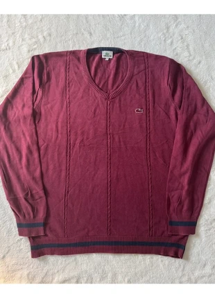 Pull homme Lacoste L – col V bordeaux, logo brodé, marque: Lacoste, état: Très bon état, taille: L, 28,00 €, 30,10 € Protection acheteurs incluse