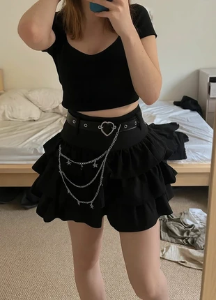 Jupe noire plissée style goth chic avec chaîne Taille S, merk: Vintage Dressing, staat: Heel goed, maat: S / 36 / 8, € 39,90, € 42,60 inclusief Kopersbescherming Pro