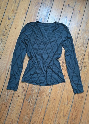 Grey fitted argyle pattern longsleeve top, brand: Philippe Matignon, condizioni: Ottime, taglia: S / IT 40 / EU 36, €2.50, €3.33 include la Protezione acquisti