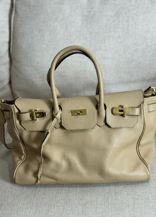 Grand sac cuir grainé beige chic, état: Neuf sans étiquette, 55,00 €, 58,45 € Protection acheteurs incluse