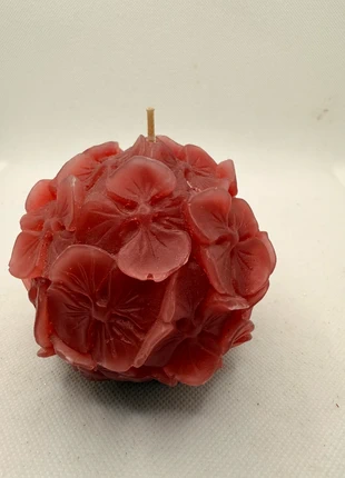 Bougie décorative sculptée fleurs – boule en cire rouge – vintage années 90-2000, brand: Noël, condition: Good, €8.00, €9.10 includes Buyer Protection