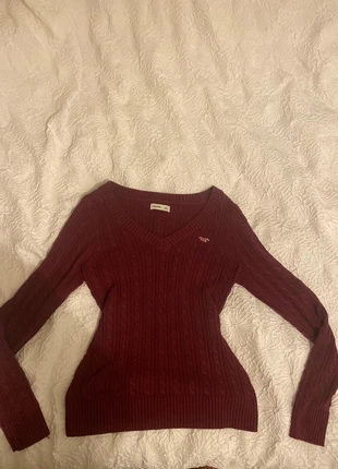 Hollister 2000s yk2 red burgundy cable knit v neck sweater jumper sweatshirt, brand: Hollister, condition: New without tags, size: M / UK 12-14, £30.00, £32.20 includes Buyer Protection