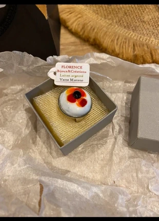 Bague ajustable en laiton verre murano, merk: Creatrice, staat: Nieuw met prijskaartje, maat: Aanpasbaar, € 16,00, € 17,50 inclusief Kopersbescherming