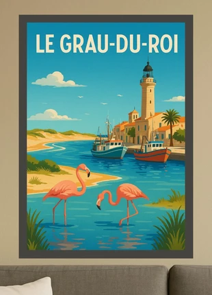 Affiche illustration « Le Grau-du-Roi », état: Neuf sans étiquette, 6,00 €, 7,00 € Protection acheteurs (Pro) incluse