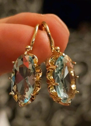 Boucles d'oreilles argent doré avec pierre zircon turquoise élégantes style vintage, très lumineux, brand: Agatha, condizioni: Nuovo senza cartellino, €18.00, €19.60 include la Protezione acquisti