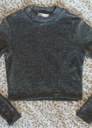 Camiseta crop manga larga negra con brillo de Pull & Bear, marque: Pull & Bear, état: Très bon état, taille: M / 38 / 10, 4,80 €, 5,74 € Protection acheteurs incluse