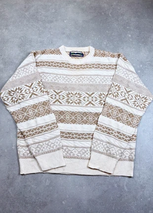 Pull Vintage Papy Laine Fair Isle Nordique Crème Beige Neutre Taille L, brand: Vintage Dressing, condition: Very good, size: L, €38.00, €40.60 includes Buyer Protection