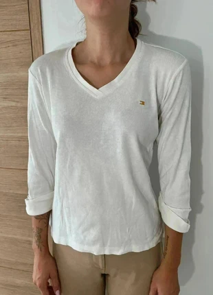 Pull Tommy Hilfiger blanc avec logo brodé - Femme - Taille M, marque: Tommy Hilfiger, état: Très bon état, taille: M / 38 / 10, 19,90 €, 21,60 € Protection acheteurs incluse