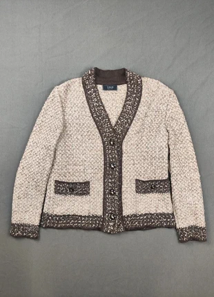 Veste cardigan, beige chiné, boutons bijoux, Liola Made in Italy, vintage 80s, Y2K, taille M femme, merk: Liola, staat: Heel goed, maat: M / 38 / 10, € 24,00, € 25,90 inclusief Kopersbescherming