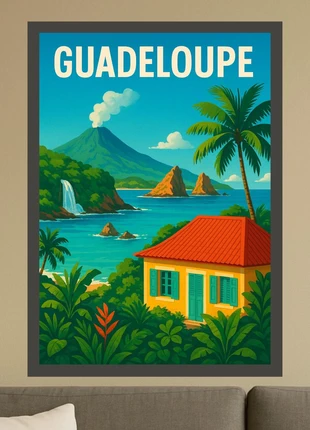 Affiche illustration « Guadeloupe », état: Neuf sans étiquette, 6,00 €, 7,00 € Protection acheteurs (Pro) incluse