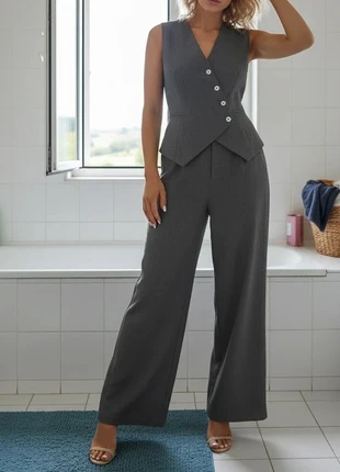 ensemble pantalon sans manches gris, merk: lokao, staat: Heel goed, maat: M / 38 / 10, € 39,90, € 42,60 inclusief Kopersbescherming Pro