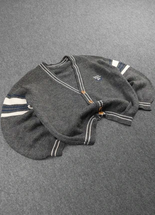 Cardigan Gilet Style Universitaire Vintage 80s en Maille Gris à Logo Brodé 100% Laine (M), brand: Sisley, condizioni: Buone, taglia: M, €26.00, €28.00 include la Protezione acquisti Pro