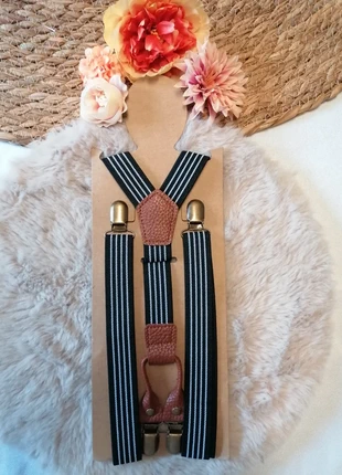 Bretelles vintage rayées noires et blanches pinces vieillies tendance mariage 2026, marque: GMMboutique, état: Neuf sans étiquette, 6,00 €, 7,00 € Protection acheteurs (Pro) incluse