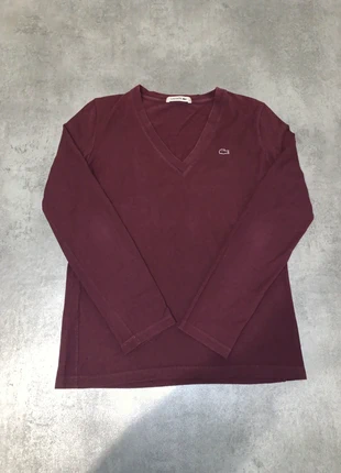 T-shirt manches longues Lacoste bordeaux – col V – femme 38 – logo brodé, brand: Lacoste, condition: Very good, size: M / 38 / 10, €20.00, €21.70 includes Buyer Protection