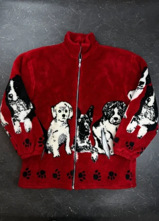 Veste polaire vintage crazy motif chien 70s 80s 90s Taille XL, brand: Vintage Dressing, condition: Very good, size: XL / 42 / 14, €30.00, €32.20 includes Buyer Protection Pro