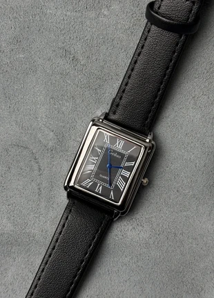 Montre tank cadre carré vintage noir, ajustable Watch bracelet cuir, chic old money, marque: CHROME, état: Très bon état, taille: Taille unique, 14,00 €, 15,40 € Protection acheteurs incluse